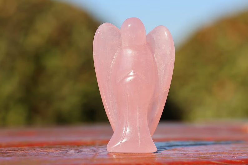 Ángel de Cristal de Cuarzo Rosa - Estatuilla para Sanación y Regalo Especial