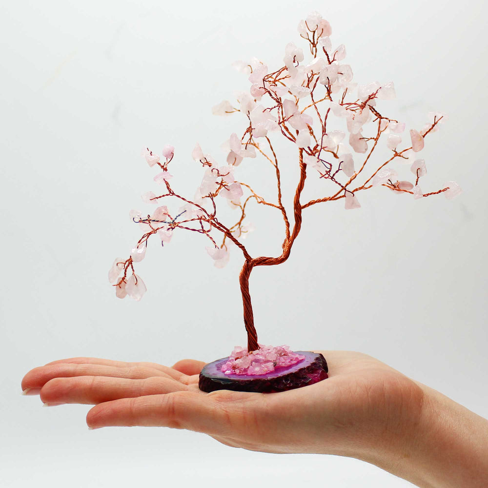 Árbol de Cristal de Cuarzo Rosa - Decoración Energética para el Hogar
