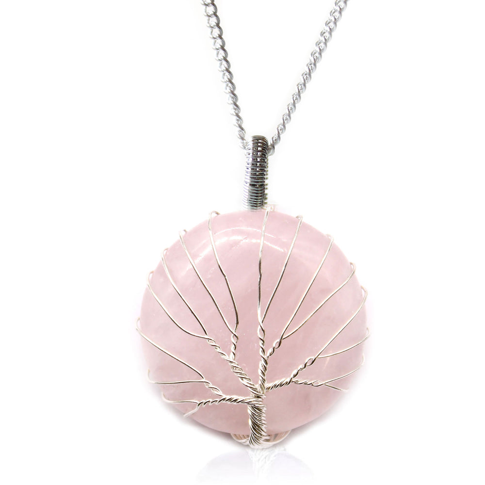 Colgante Árbol de la Vida con Cuarzo Rosa 