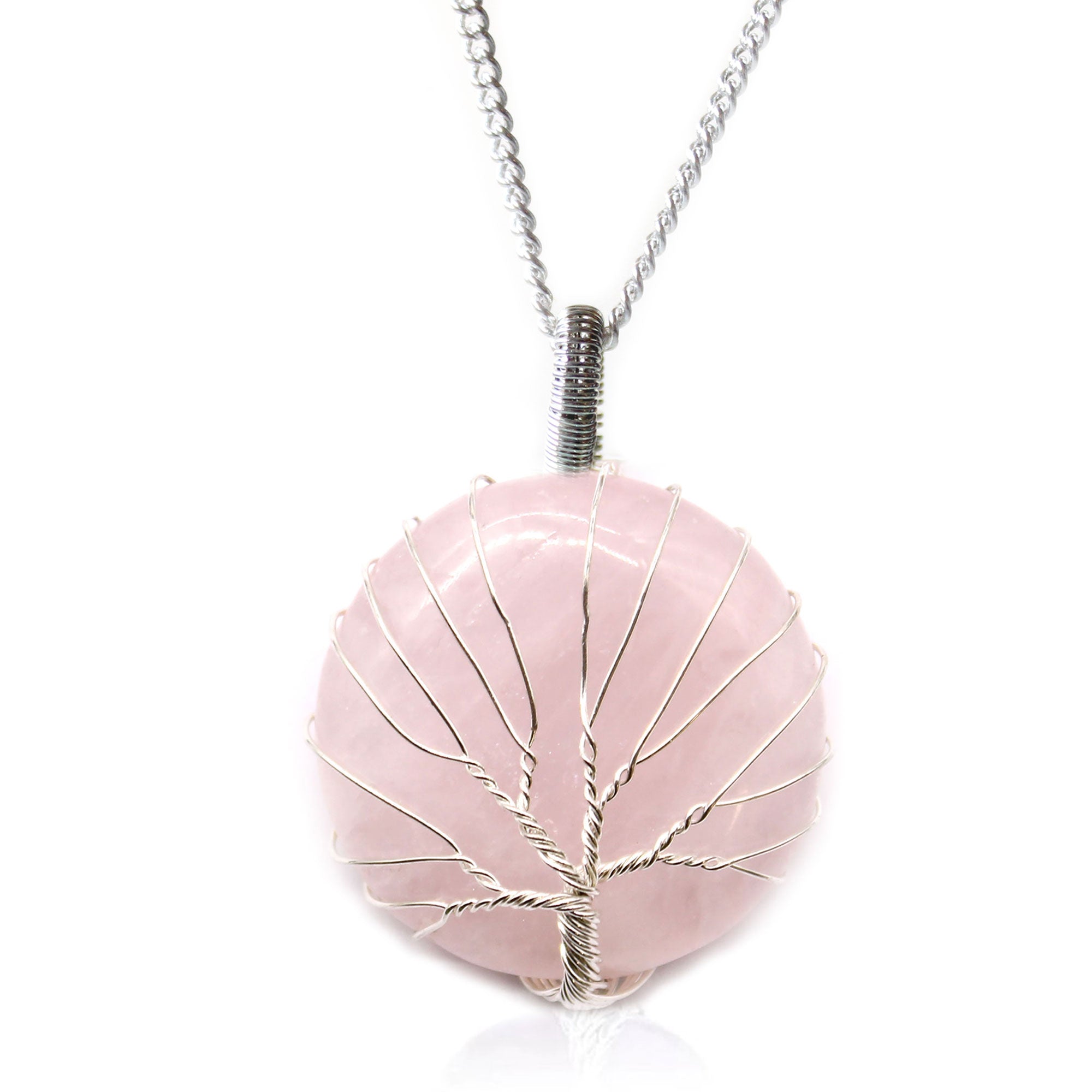 Colgante Árbol de la Vida con Cuarzo Rosa 