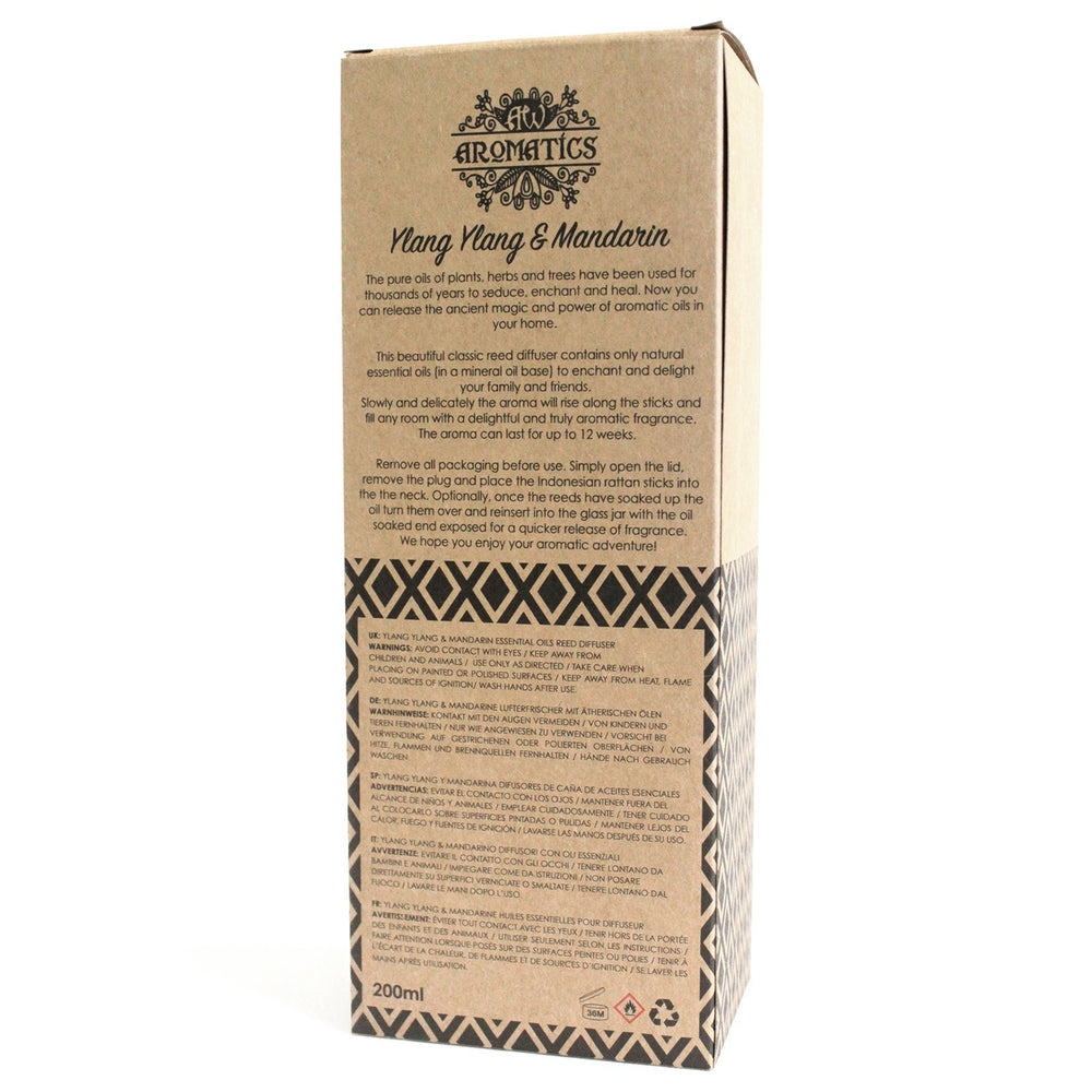 Difusor de Varillas Ylang Ylang & Mandarina - 200ml | Aroma Floral y Cítrico con Aceites Esenciales Puros