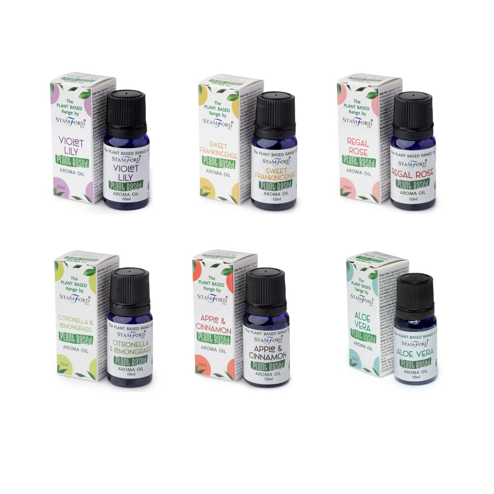 paquete de aceites esenciales, violeta, incienso, rosa, citronela, manzana y canela, aloe vera