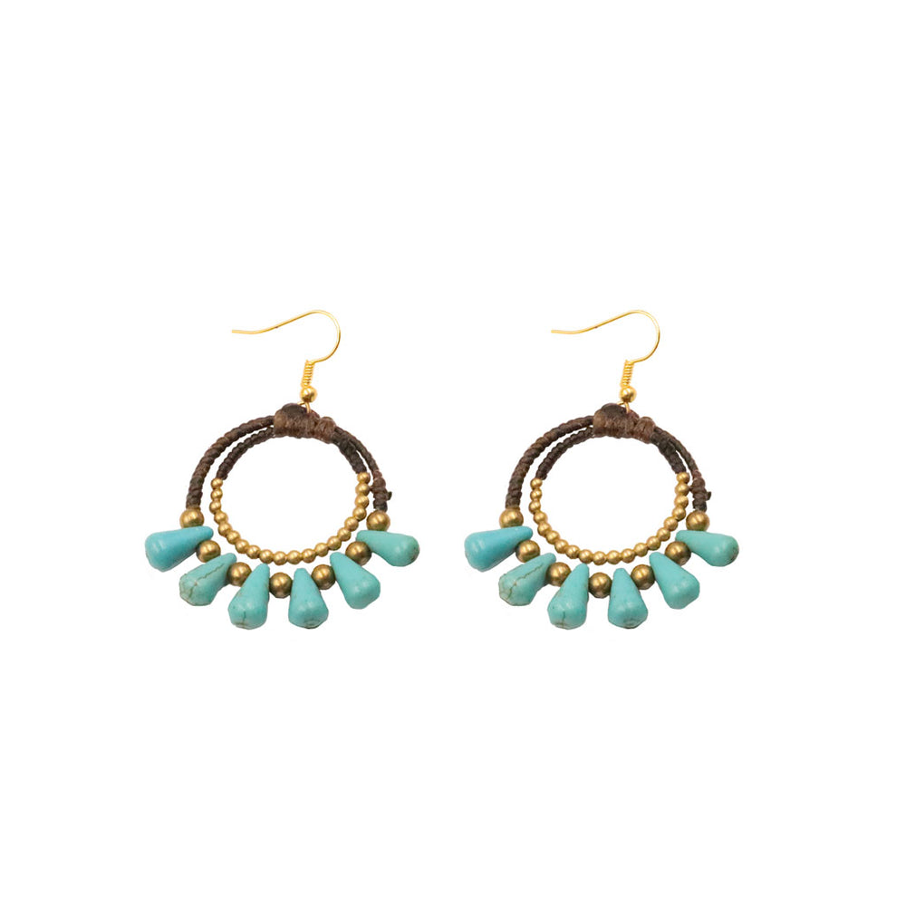 Pendientes de aro con piedra azul