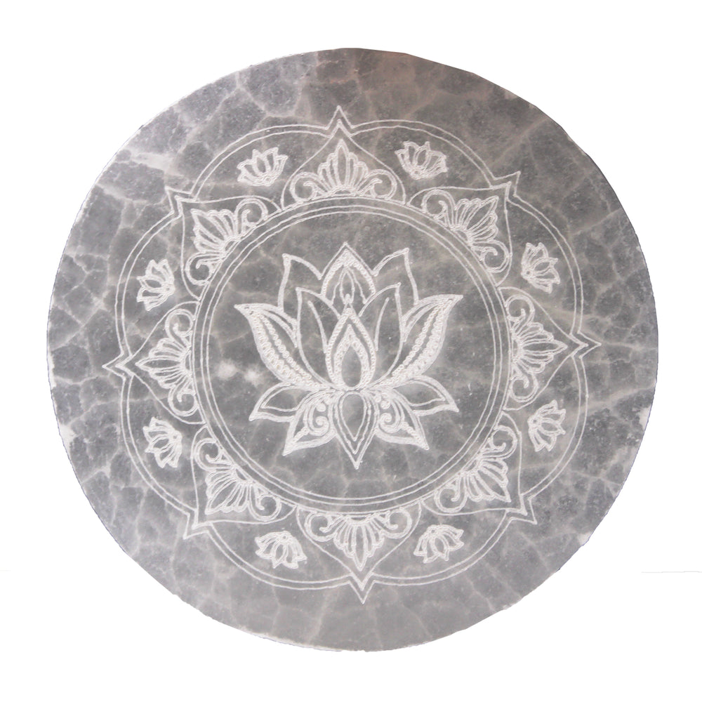 Placa de Carga de Selenita - Flor de Loto 10 cm