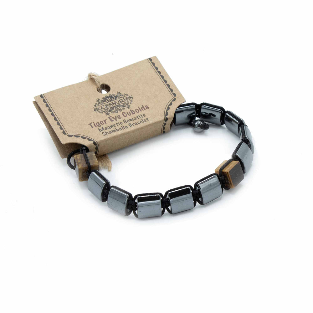 Pulsera Shamballa de Hematita Magnética y Ojo de Tigre