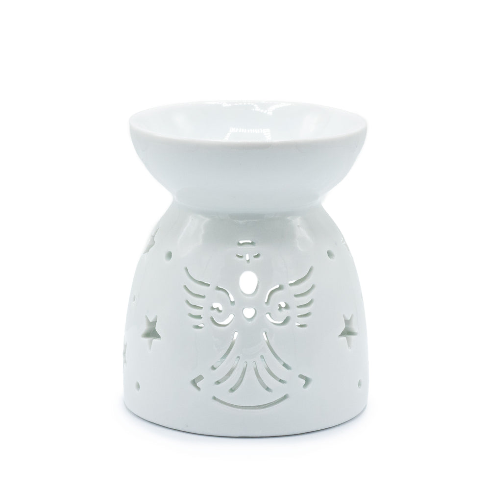 Quemador de Aceite Blanco con Diseño de Ángel