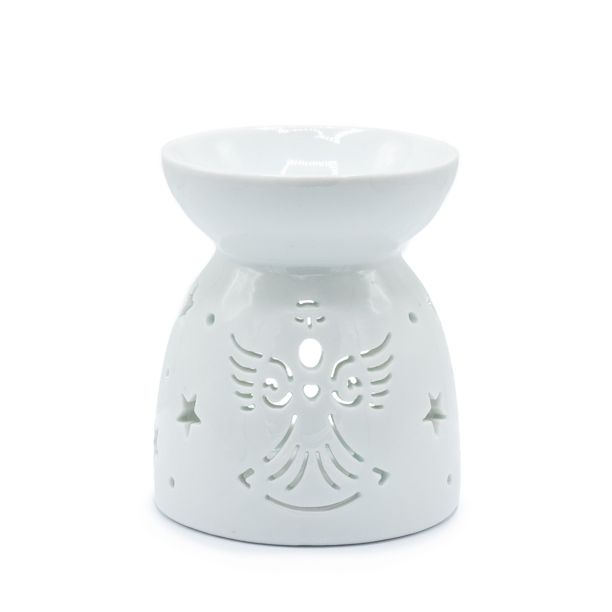 Quemador de Aceite Blanco con Diseño de Ángel
