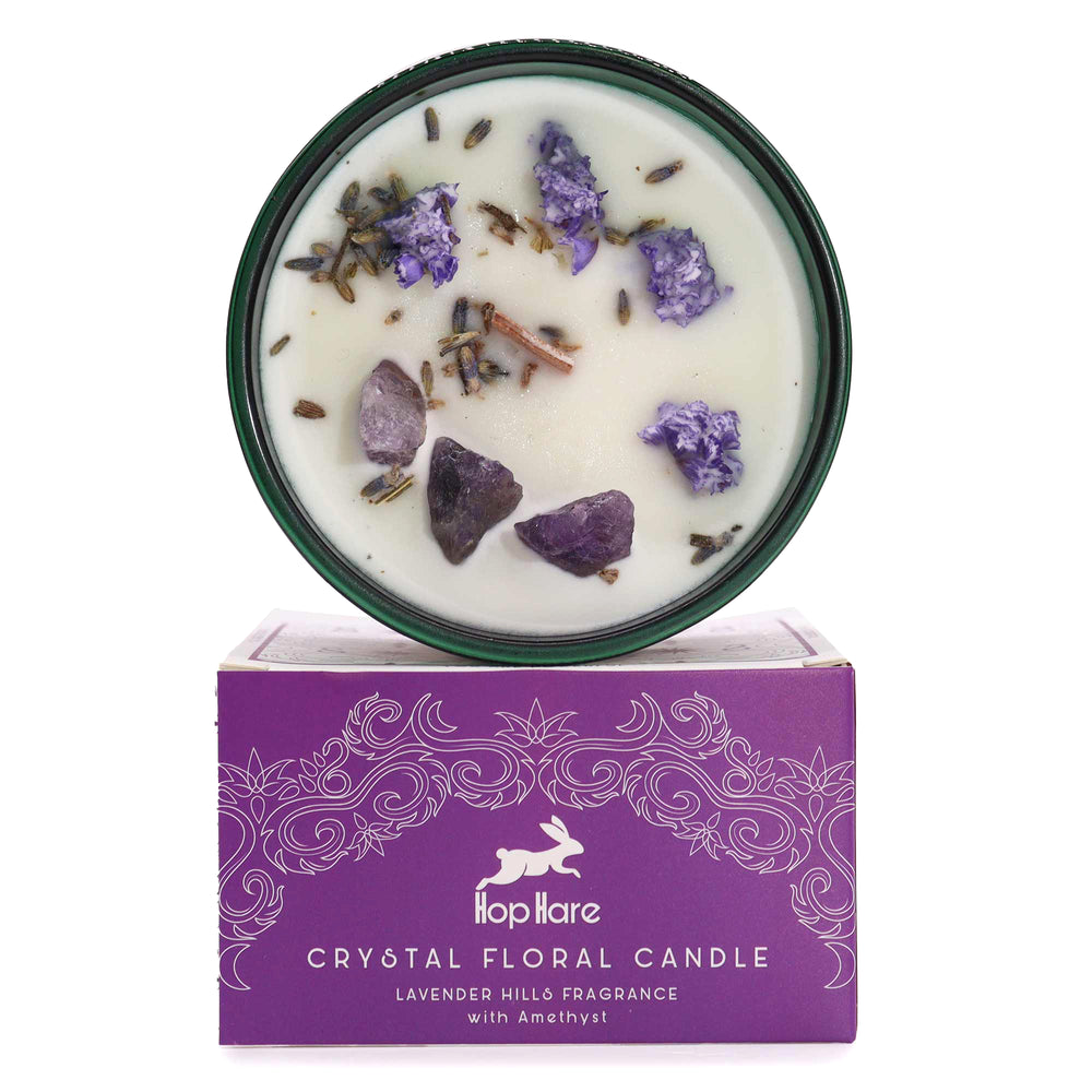 vela aromática con amatista fragancia lavanda