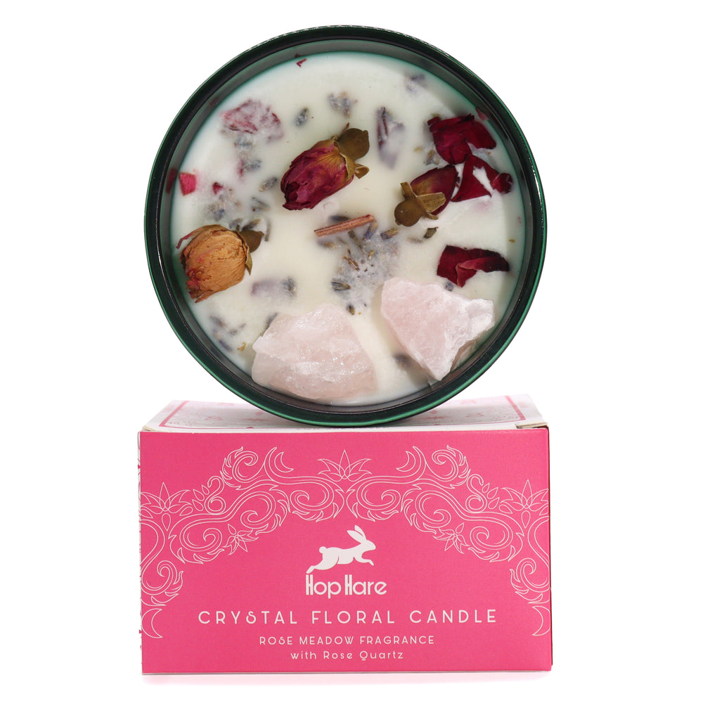 vela aromática con cuarzo rosa 