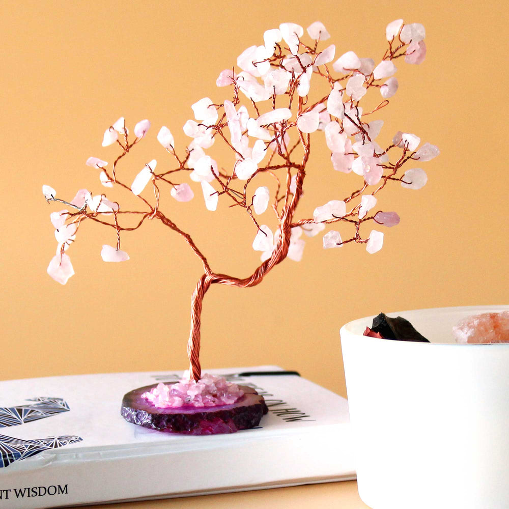 Árbol de Cristal de Cuarzo Rosa - Decoración Energética para el Hogar