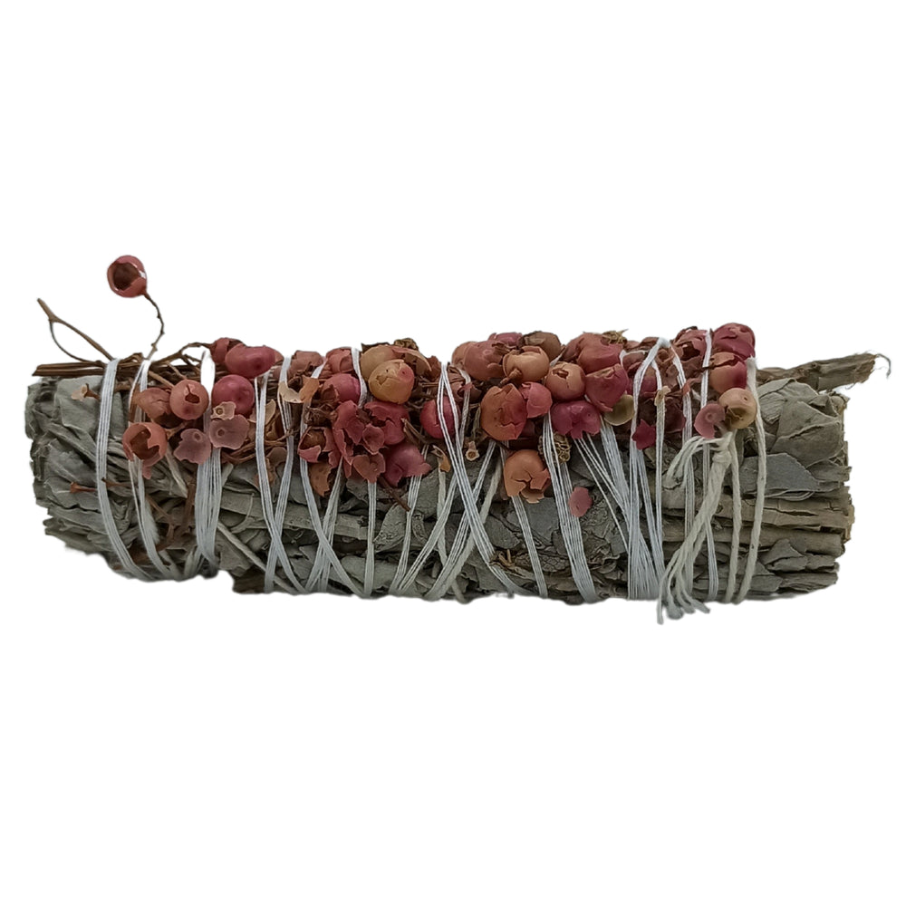 Atado de hierbas - Salvia blanca y pétalos de pirul