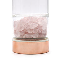 Botella de Agua de Cristal con Cuarzo Rosa y Filtro para Té