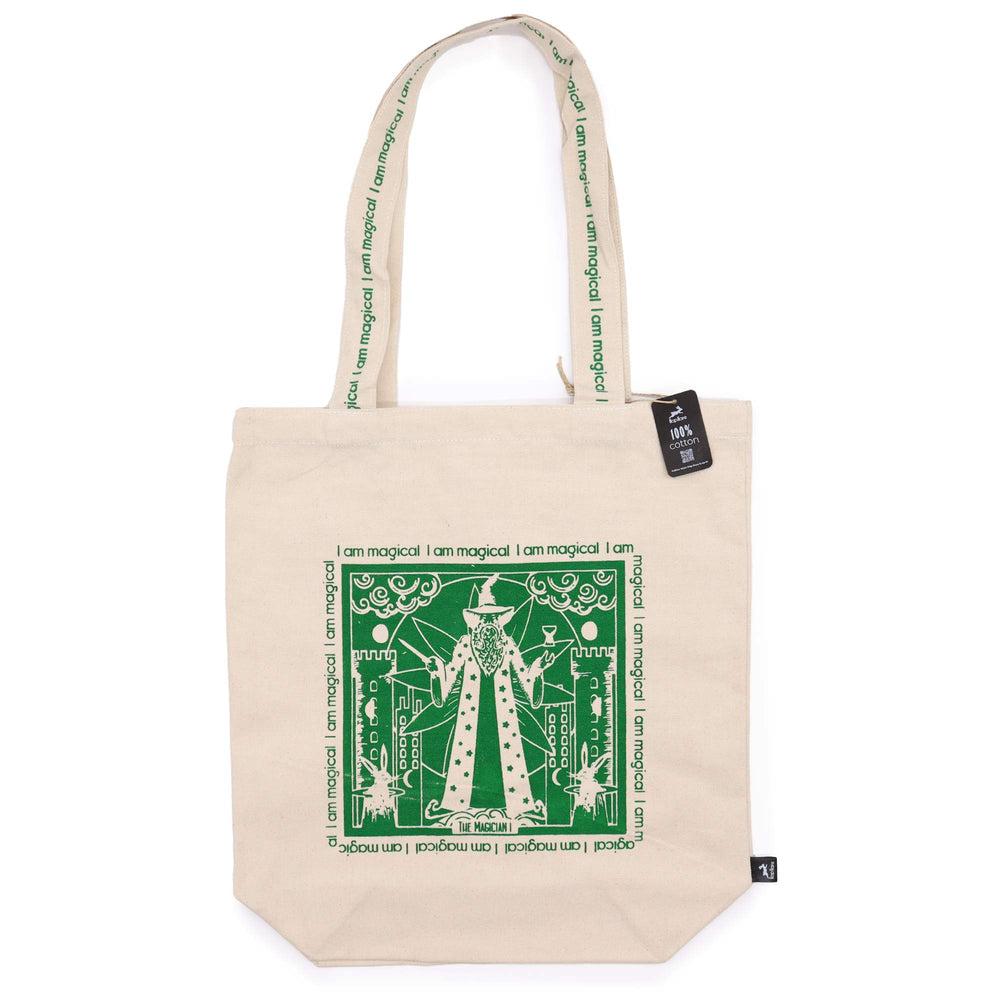 Tote Bag de Algodón Blanca con Diseño de Tarot – "I Am Magical"